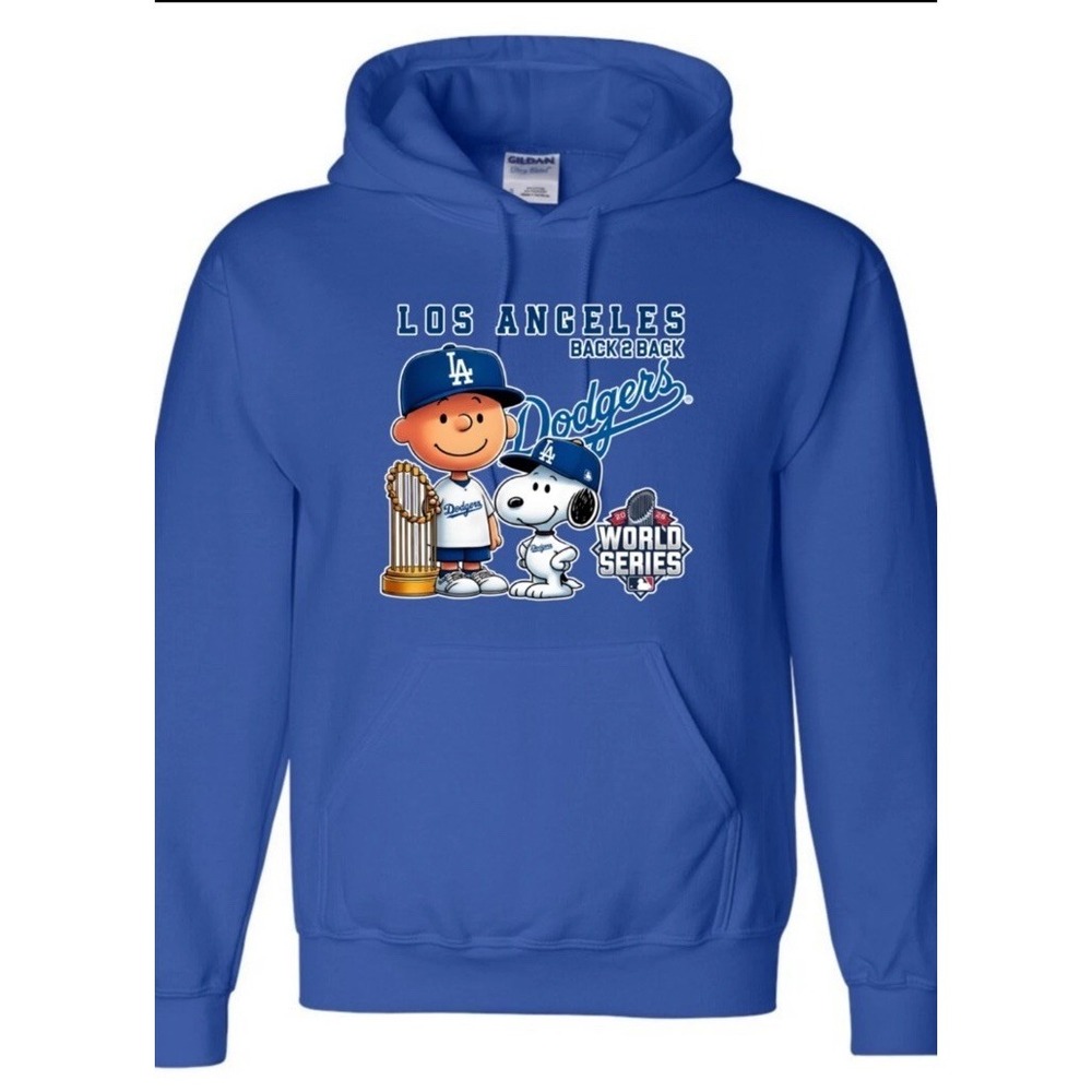 L.A. Dodgers Peanuts Snoopy‎ Charlie Brown Works Series Hoodie Blue Unisex 3XL